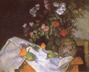 Paul Cezanne Still life with Flowers and Fruit oil on canvas